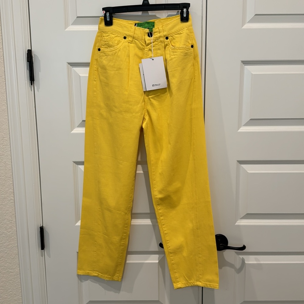 NWT Sandrine Rose x Free People Yellow Wide Leg Pant Size 24